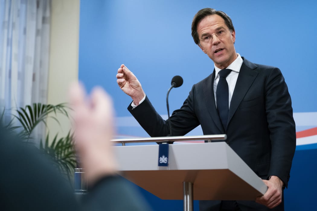 Dutch Prime Minister Mark Rutte speaks during a press conference in The Hague after the resignation of his cabinet.