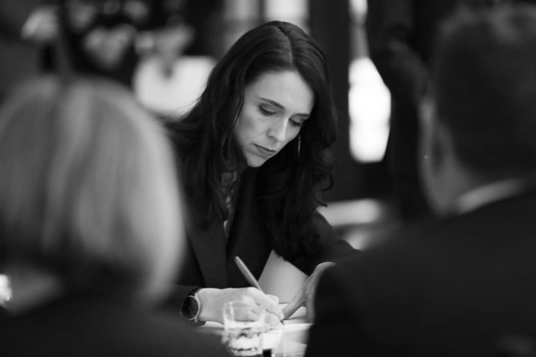 Jacinda Ardern signs her Ministerial Warrant at Government House in  October 2017
