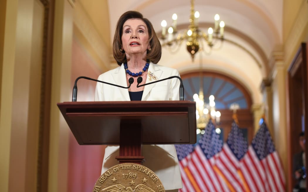 US Speaker of the House Nancy Pelosi speaks about the impeachment inquiry of US President Donald Trump at the US Capitol in Washington, DC, on December 5, 2019.
