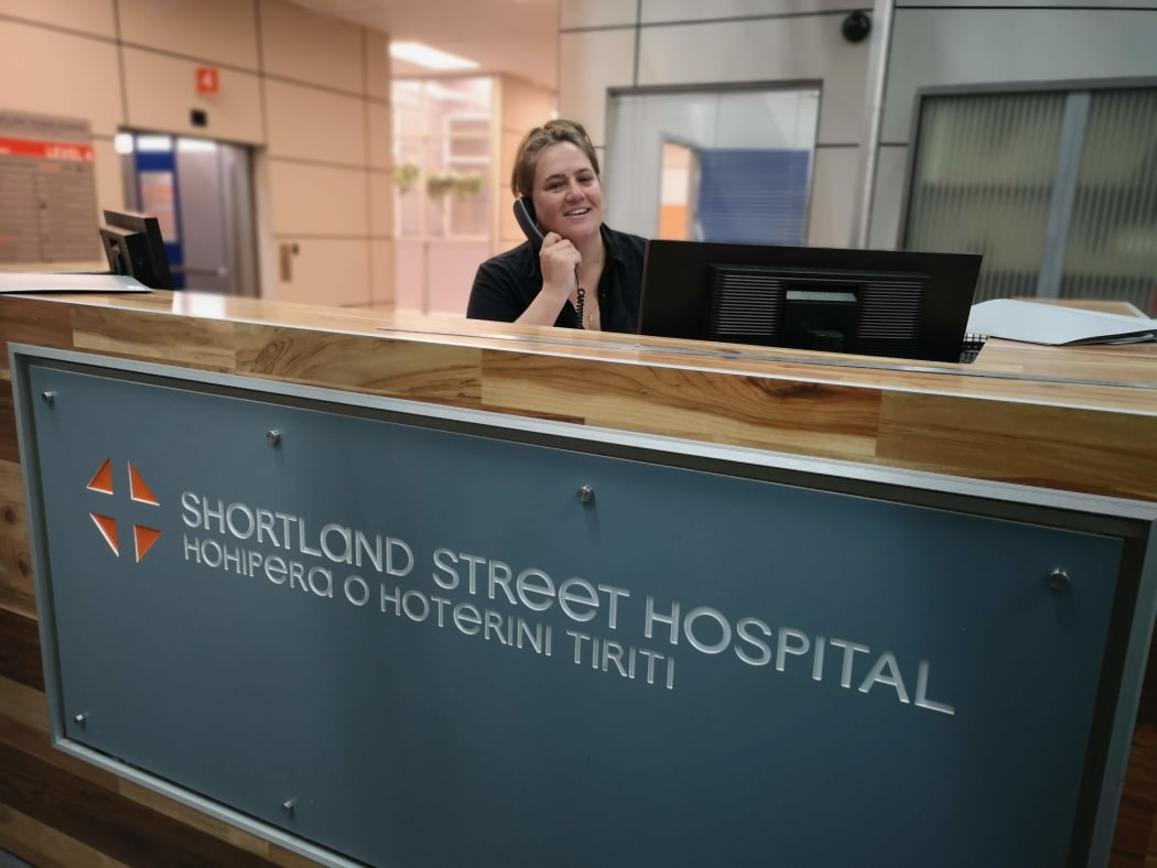 Alice Snedden on set at Shortland Street