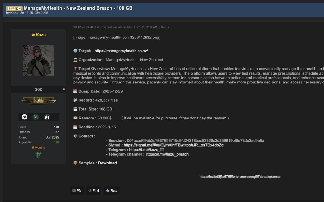The hackers, calling themselves "Kazu", posted on Sunday morning that unless the company paid a ransom within 48 hours, they would leak more than 400,000 files in their possession.
