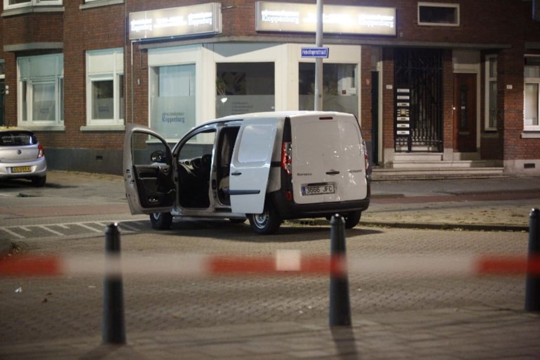 A van near the concert venue Maassilo a rock concert was cancelled in Rotterdam, The Netherlands.