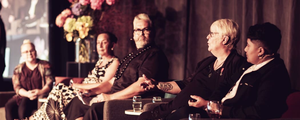 Aych McArdle, Georgina Beyer, Victor Rodger, Lexie Matheson and Nikolai Talamahina.