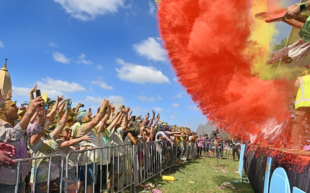 Nearly 15,000 people attended the Holi festival celebration in Kumeu, Auckland.