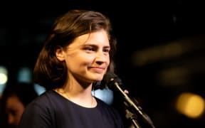 Chlöe Swarbrick speaking live to RNZ's Corin Dann on election night.