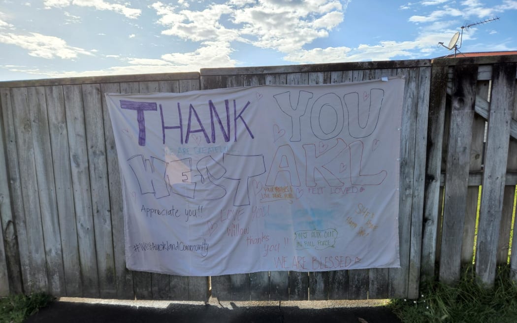 The family of 2-year-old West Auckland toddler Willow, when went missing and was later found safe on 13 August have put up a sign out front of their home to thank the community for their search efforts.