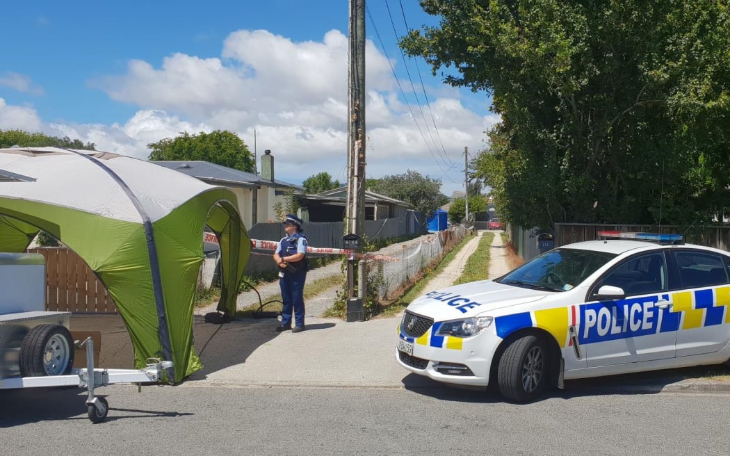 Police at the crime scene in Hastings.