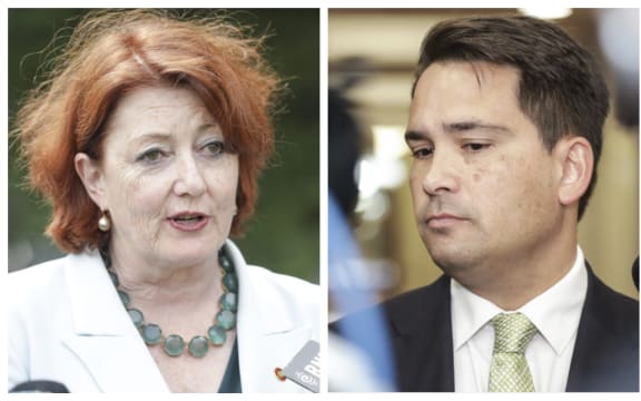 Maggie Barry and Simon Bridges split image