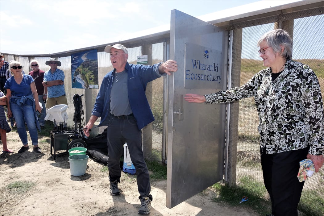 Eugenie Sage and Peter Butler officially open the new sanctuary.