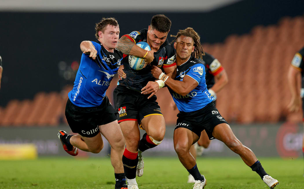 Chiefs second five Quinn Tupaea.
Super Rugby - Chiefs v Western Force played at FMG Stadium Waikato, Hamilton on Saturday 4 May 2024. 

© Photo: Bruce Lim / www.photosport.nz