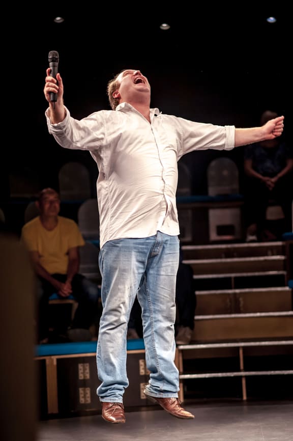 Jonny Donahoe aims to make an audience laugh