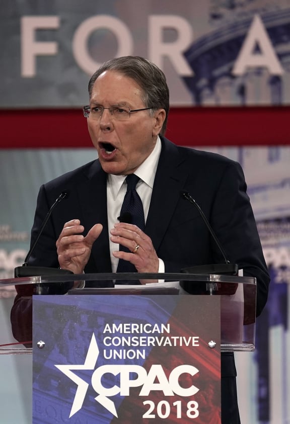 NRA vice president Wayne LaPierre speaks during CPAC 2018 in National Harbor, Maryland.