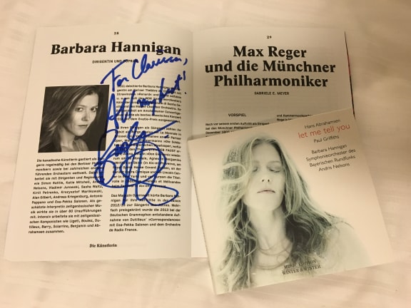 A programme and CD, signed by soprano Barbara Hannigan.
