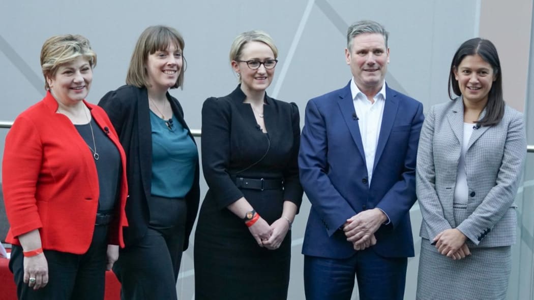 L-R) British Labour leadership candidates, Emily Thornberry, Jess Phillips, Rebecca Long-Bailey, Keir Starmer and Lisa Nandy .