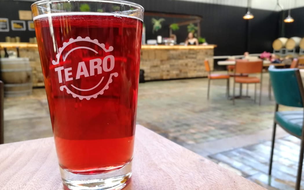 Close up of a craft beer at the Te Aro Brewing Company taproom in Brewtown, Upper Hutt.