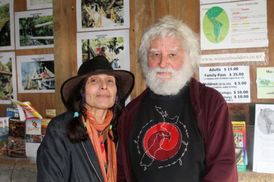 This is an  image of Rita and Felix Schaad in their "Info-shed"