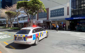 Police cordon off an area in central Wellington.