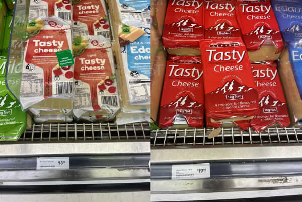 Alpine tasty cheese was selling for $6 more than Woolworths brand at Countdown Three Kings this week.