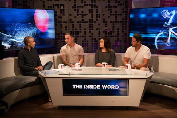 Jehan Casinader (left) hosting TVNZ's mental health discussion show The Inside Word in 2017.