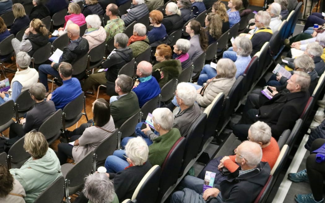 About 300 people squeezed into the Lake Wānaka Centre for the third stop on a rural health roadshow with Associate Health Minister Matt Doocey.