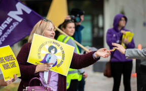 Nurses rally in Christchurch on 9 May 2024.