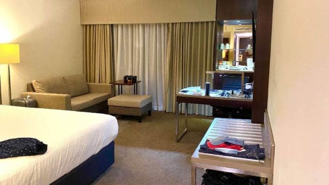 Peter's managed isolation room in Auckland