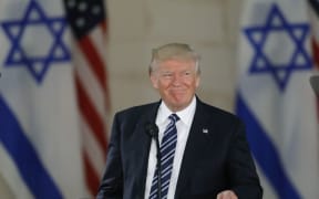This file photo taken in May 2017 shows US President Donald Trump speaking during a visit to the Israel Museum in Jerusalem.