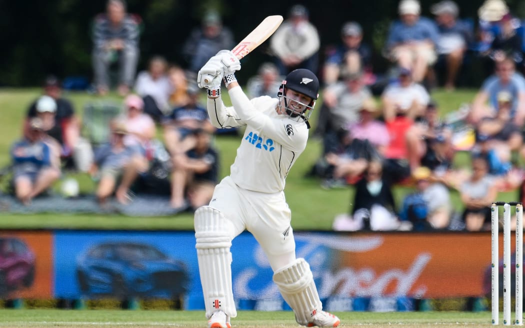 Henry Nicholls batting for the Black Caps.