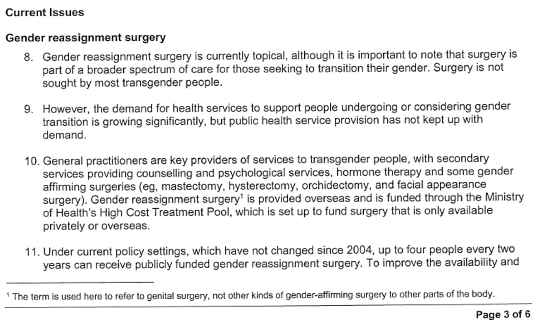 An excerpt from the Ministry of Health's memo.