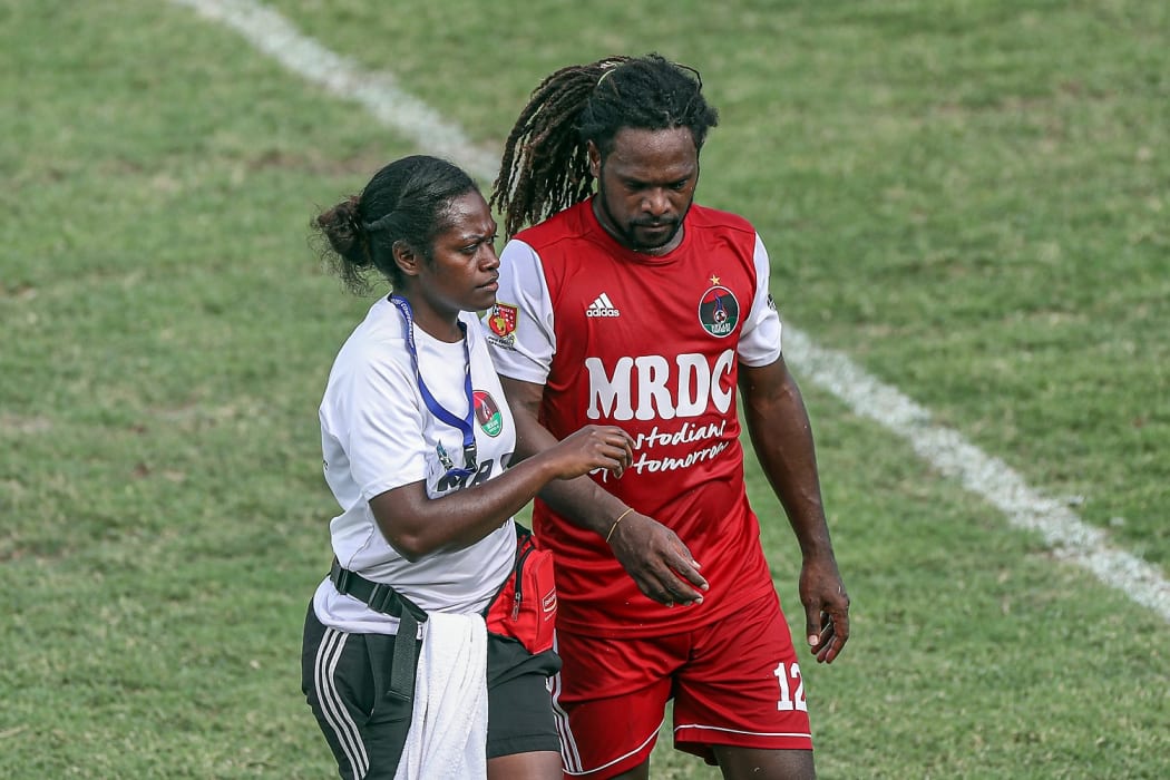 Hekari United midfielder David Muta was sent off after picking up two yellow cards.