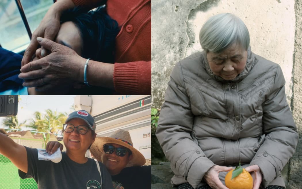 China/Chinese related films shown at the Doc Edge Festival 2025. Clockwise from top left: Correct Me if I'm Wrong, Little Potato and Two Travelling Aunties.