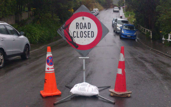 A slip blocked Nottingham St in Karori.
