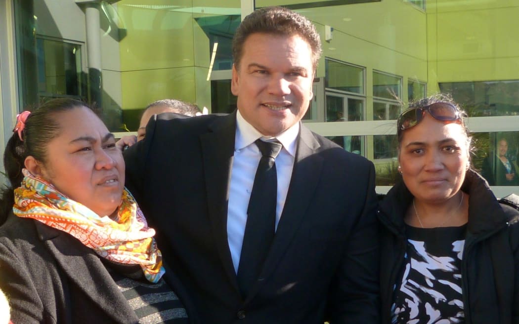 All Blacks great Michael Jones after the funeral service.
