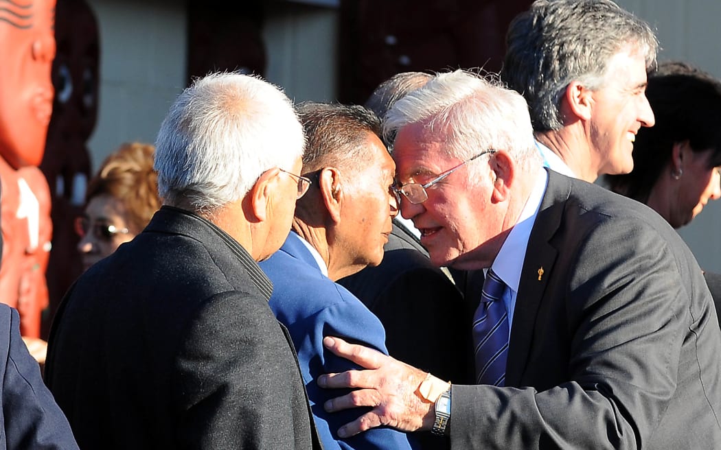 IRB chair Syd Millar during the Italy Rugby World Cup team's welcome at Whakatu Marae Nelson, in 2011.