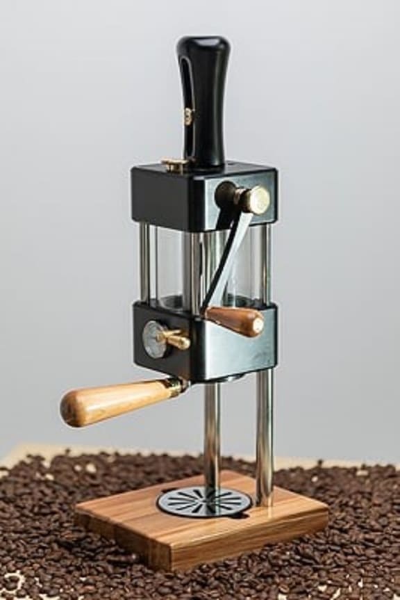 Nigel Pink's hand-operated coffee machine