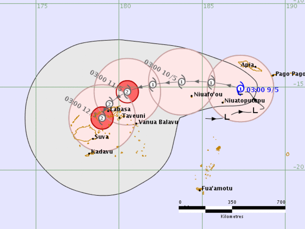 Tracking map for the newly formed category 1 Cyclone Ella.