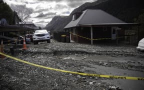 Slip debris covers Reavers Lane in Queenstown after heavy rains.