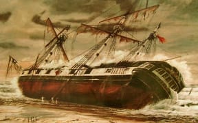 A painting of the wreck of the HMS Buffalo by G Jackson.