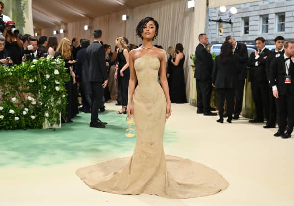 South African singer and songwriter Tyla arrives for the 2024 Met Gala at the Metropolitan Museum of Art, May 2024, in New York.