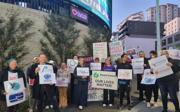 Protestors at the Life Matters campaign launch in Auckland