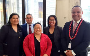 (L-R) Lemauga Lydia Sosene, Tangi Utikere, Terisa Ngobi, Barbara Edmonds, Dr Anae Neru Leavasa
