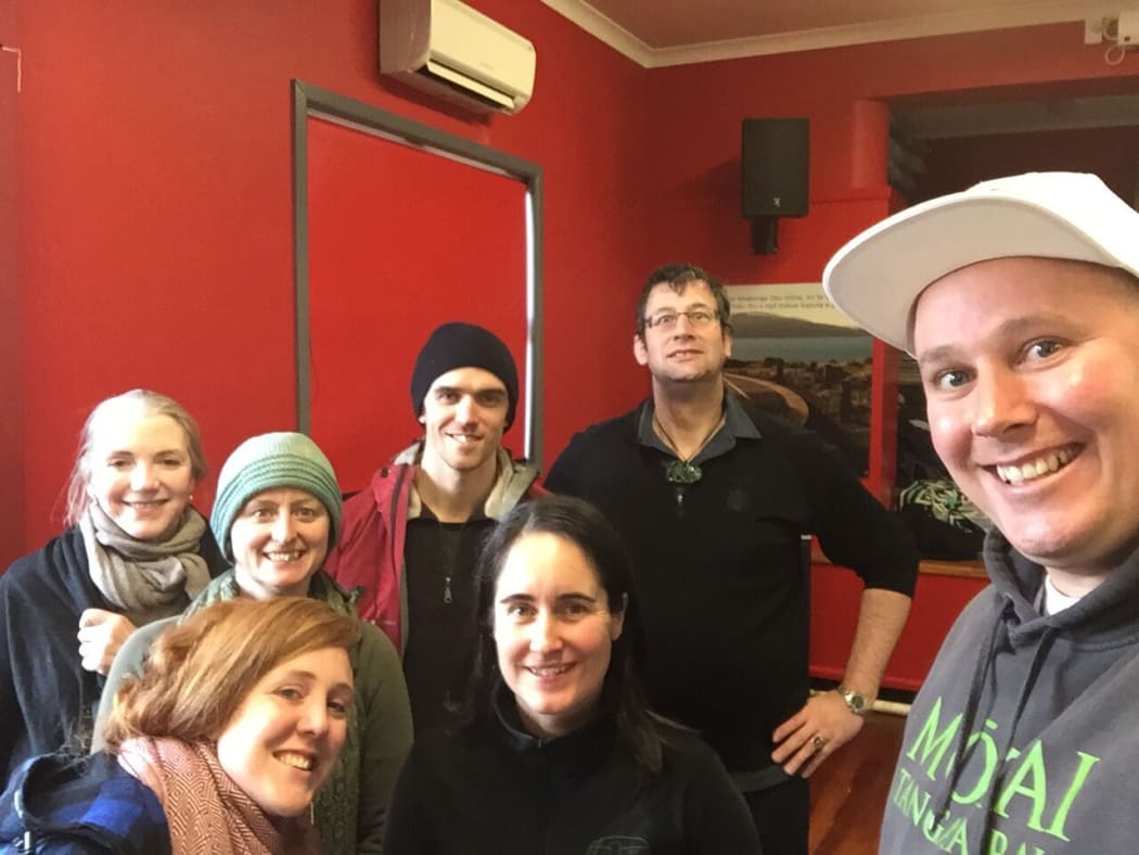 Alex and Melanie with their reo speaking mates at the hui of Ngā  Rauawa o te Waka Reo Māori.