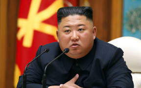 Kim Jong Un speaks during a meeting of the Political Bureau of the Central Committee of the Workers' Party of Korea on 11 April.