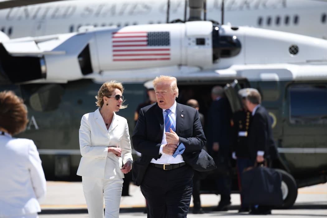 US President Donald Trump, with US Ambassador to Canada Kelly Knight Craft.