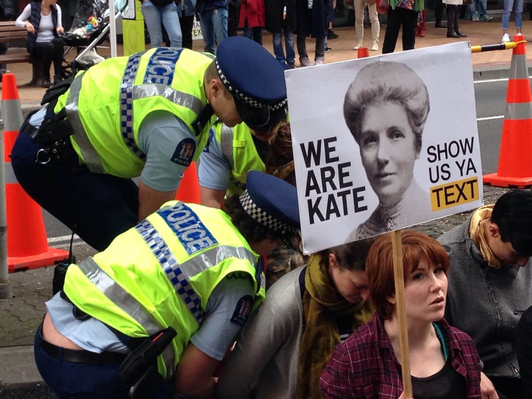 Protesters arrested at the demonstration.