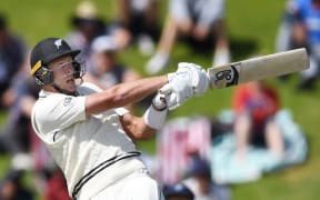 Kyle Jamieson batting against India.