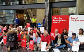Environmental protesters at a petroleum industry conference in Auckland