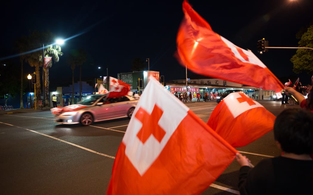 Tonga fans celebrate in Otahuhu