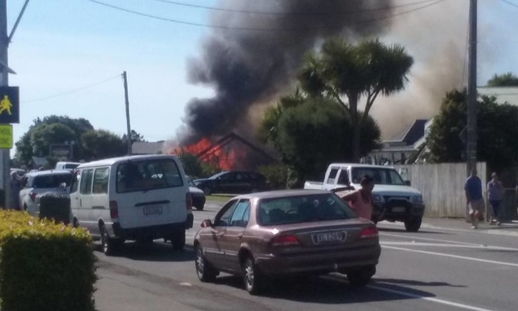 Photos posted on social media show the fire at Te Wānanga o Raukawa in Otaki on 25 January 2016.