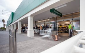 People queue up to shop at Mount Wellington, Auckland.